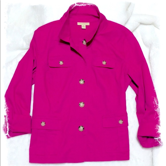 Stylish Pink Utility Button Down, Comfy Lightweight Jacket, By Appleseed Blair - Picture 7 of 15